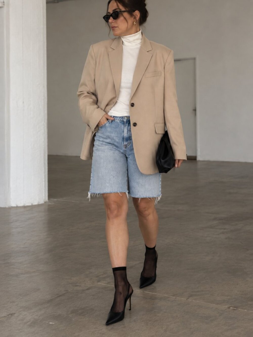 ANINE BING Oversized Wool Blazer | Beige/Taupe | Size L